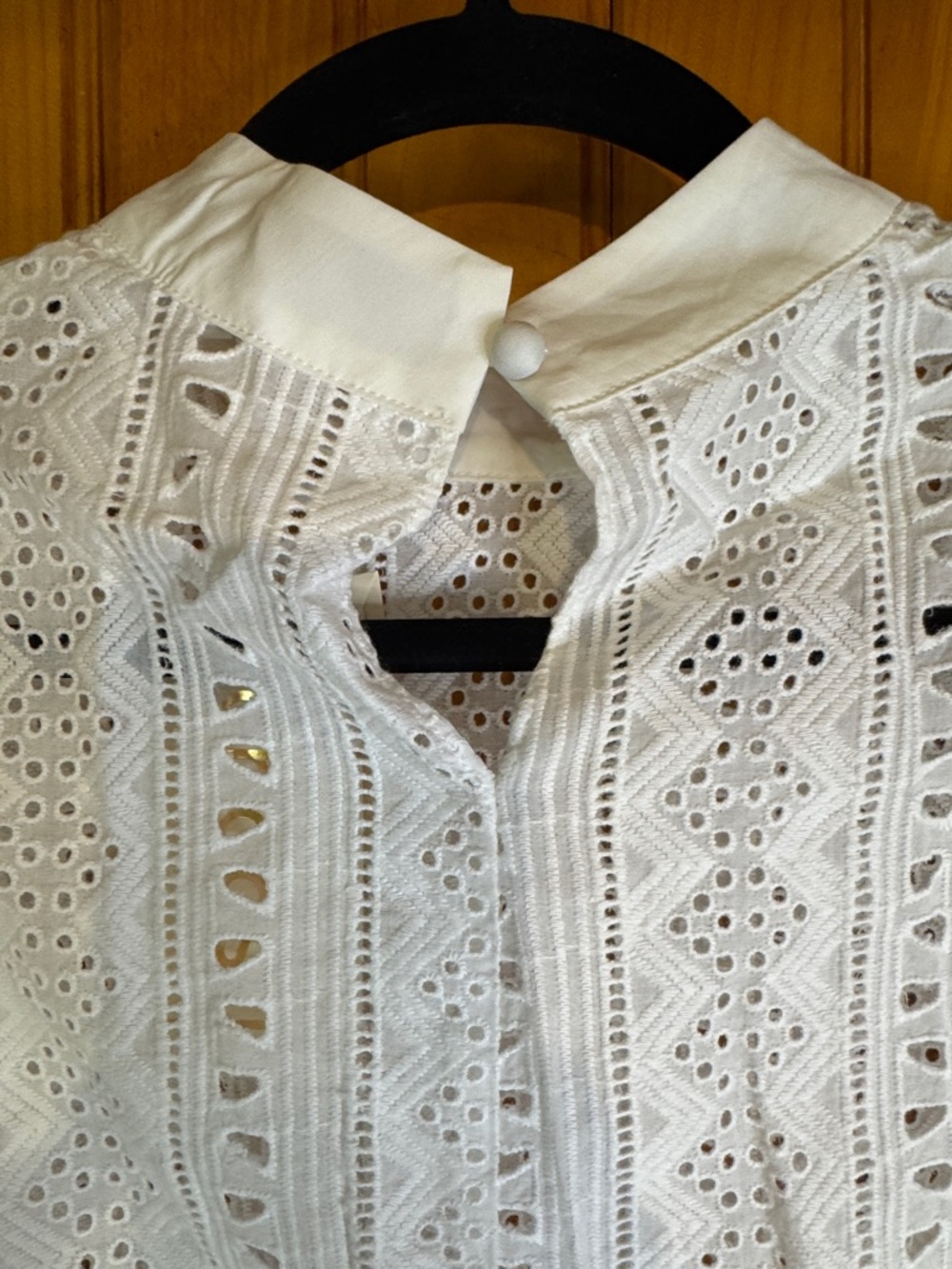 White Eyelet Lace Puff Sleeve Blouse - Picture 8 of 12